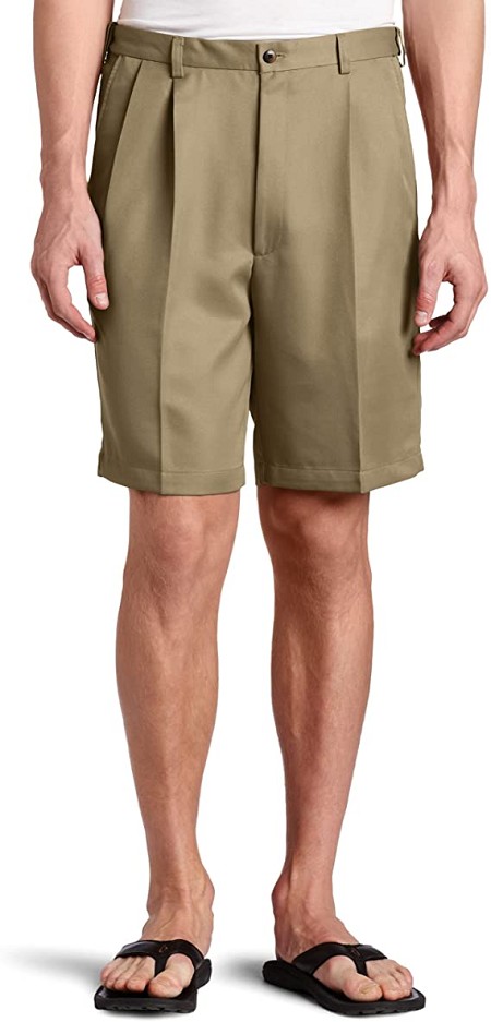 #258522. 60 . KHAKI Retail $  60.00 Shorts by HAGGAR COMPANY. COOL 18 PRO SHORT Whs A:  4