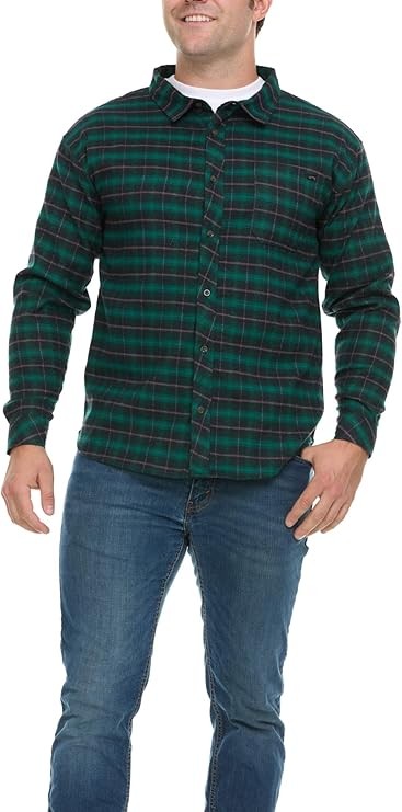 #345590. XL TALL. GREEN Retail $  50.00 Long Sleeve Flannel by BILLABONG. BUTTON FRONT FLANNEL Whs A:  2
