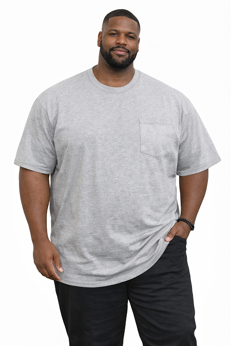 #192592. 5XL TALL. HEATHER POCKET TEE Short Sleeve Tee by FALCON BAY. Whs A:  7
