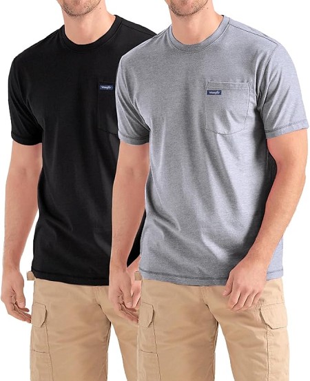 #109884. 3XL TALL. BLK/GREY Retail $  49.00 Short Sleeve Tee by WRANGLER. 2-PACK POCKET TEE Whs A:  9
