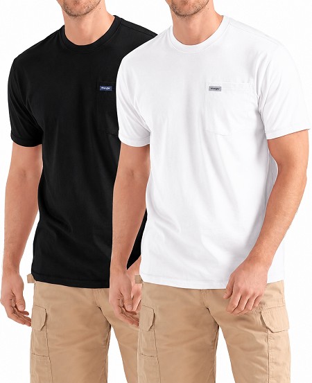 #034854. 2XL TALL. BLK/WHT Retail $  49.00 Short Sleeve Tee by WRANGLER. 2-PACK POCKET TEE Whs A:  3