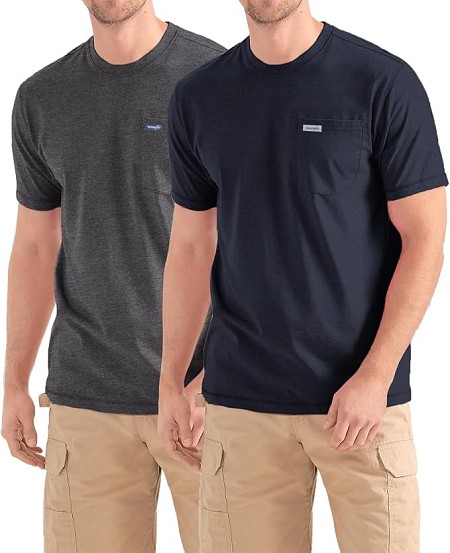 #107752. 6XL BIG. NAVY/CAR Retail $  49.00 Short Sleeve Tee by WRANGLER. 2-PACK POCKET TEE Whs A:  1