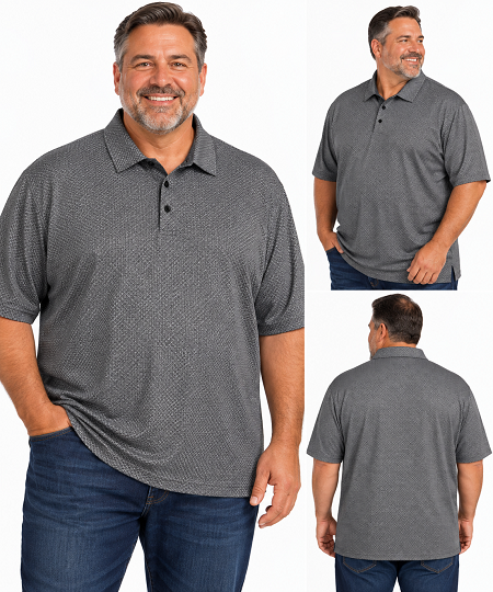 #293446. 7XL BIG. BLACK Retail $  55.00 Short Sleeve by AFTER DARK. POLY GEOMETRIC PATT Whs A:  2